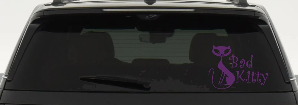 Slim Cat Bad Kitty Car or Truck Window Vinyl Decal Sticker (Violet)