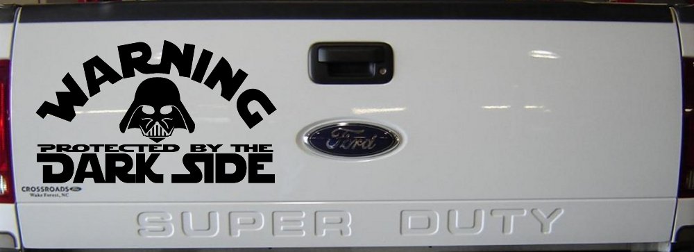 Darth Vader Warning Protected By The Dark Side Funny Car or Truck Window Decal Sticker (Black)