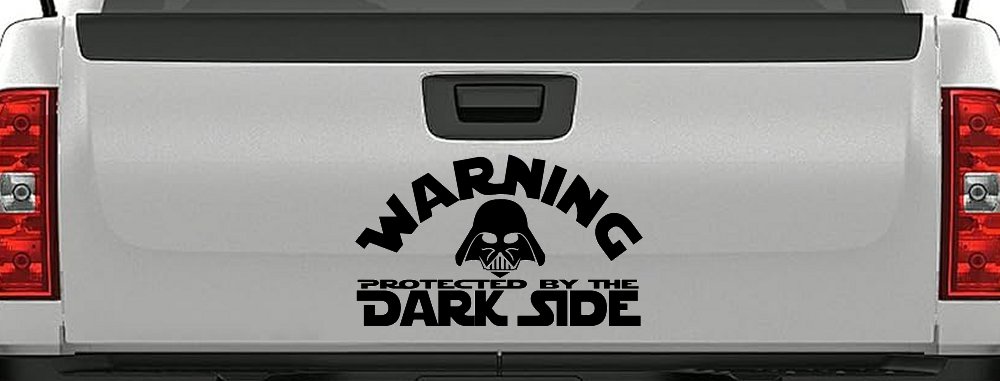 Darth Vader Warning Protected By The Dark Side Funny Car or Truck Window Decal Sticker (Black)