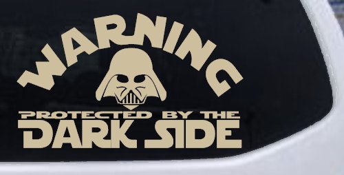 Darth Vader Warning Protected By The Dark Side Funny Car or Truck Window Decal Sticker