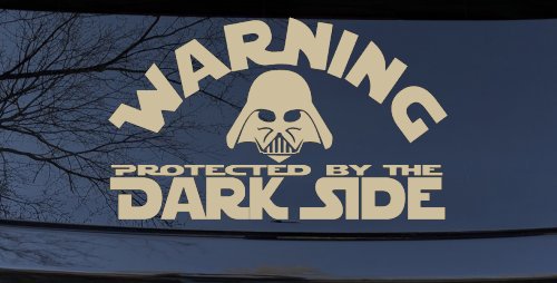 Darth Vader Warning Protected By The Dark Side Funny Car or Truck Window Decal Sticker (Desert Sand)