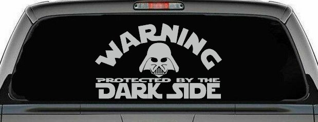Darth Vader Warning Protected By The Dark Side Funny Car or Truck Window Decal Sticker