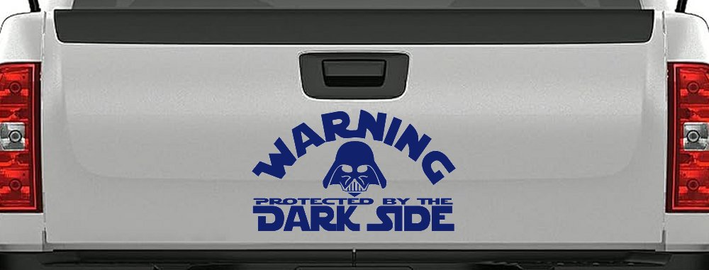 Darth Vader Warning Protected By The Dark Side Funny Car or Truck Window Decal Sticker (Navy)