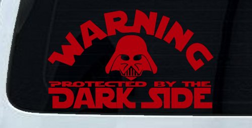Darth Vader Warning Protected By The Dark Side Funny Car or Truck Window Decal Sticker (Red)