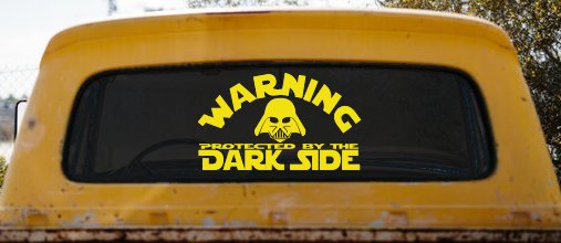Darth Vader Warning Protected By The Dark Side Funny Car or Truck Window Decal Sticker