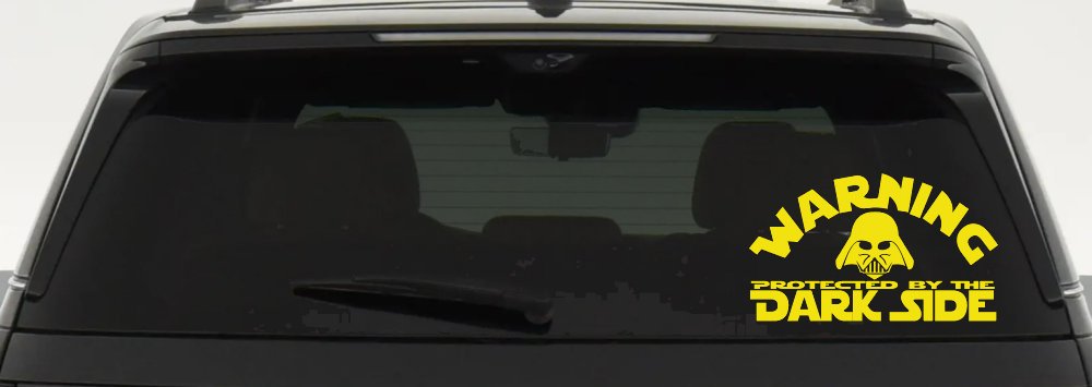 Darth Vader Warning Protected By The Dark Side Funny Car or Truck Window Decal Sticker