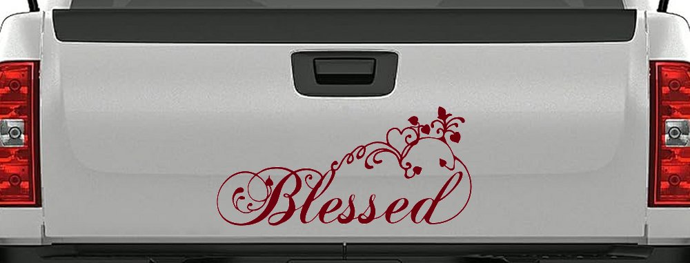 Blessed With Swirls Hearts Christian Car or Truck Window Decal Sticker
