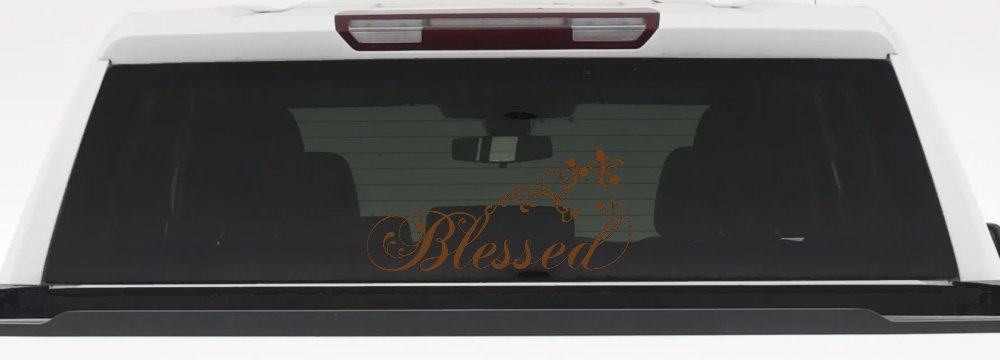 Blessed With Swirls Hearts Christian Car or Truck Window Decal Sticker (Copper)