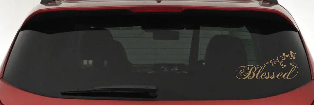Blessed With Swirls Hearts Christian Car or Truck Window Decal Sticker (Light Brown)