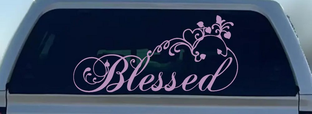 Blessed With Swirls Hearts Christian Car or Truck Window Decal Sticker