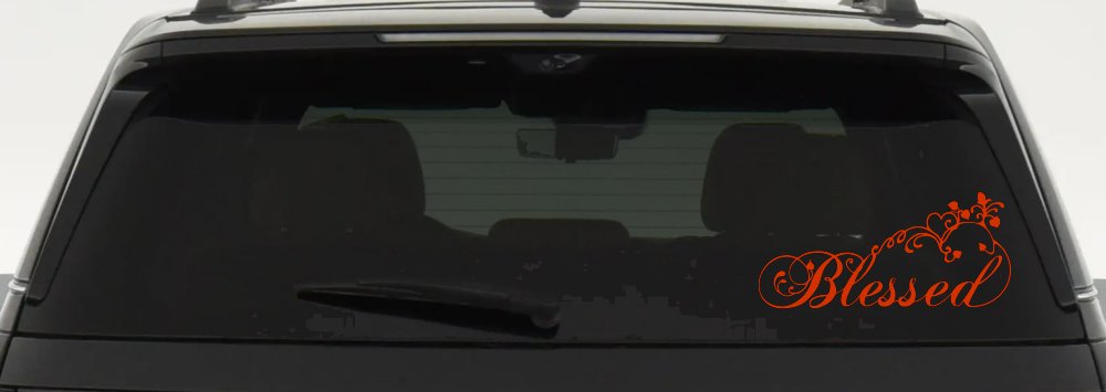 Blessed With Swirls Hearts Christian Car or Truck Window Decal Sticker