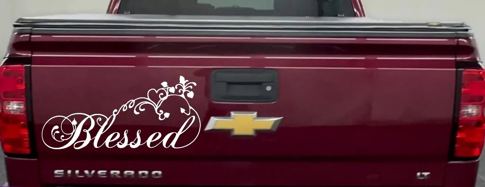 Blessed With Swirls Hearts Christian Car or Truck Window Decal Sticker