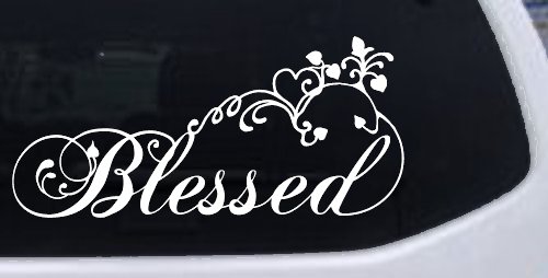 Blessed With Swirls Hearts Christian Car or Truck Window Decal Sticker