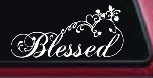 Blessed With Swirls Hearts Christian Car or Truck Window Decal Sticker