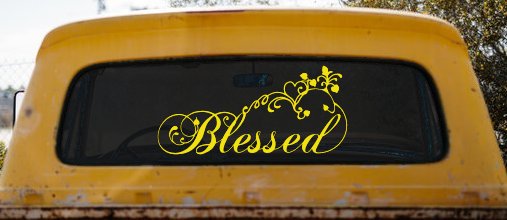 Blessed With Swirls Hearts Christian Car or Truck Window Decal Sticker