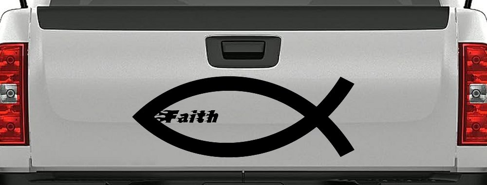 Christian Fish Faith Car or Truck Window Decal Sticker (Black)