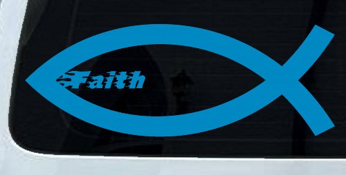 Christian Fish Faith Car or Truck Window Decal Sticker (Blue)