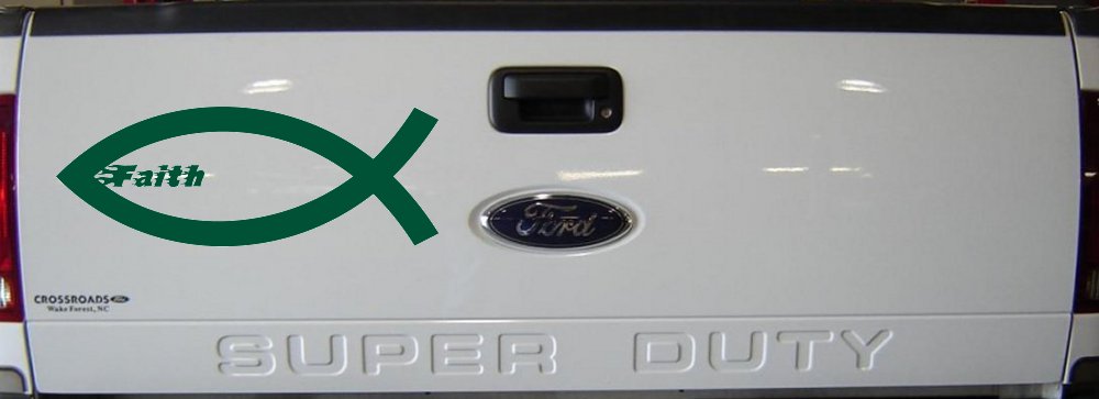 Christian Fish Faith Car or Truck Window Vinyl Decal Sticker (Dark Green)