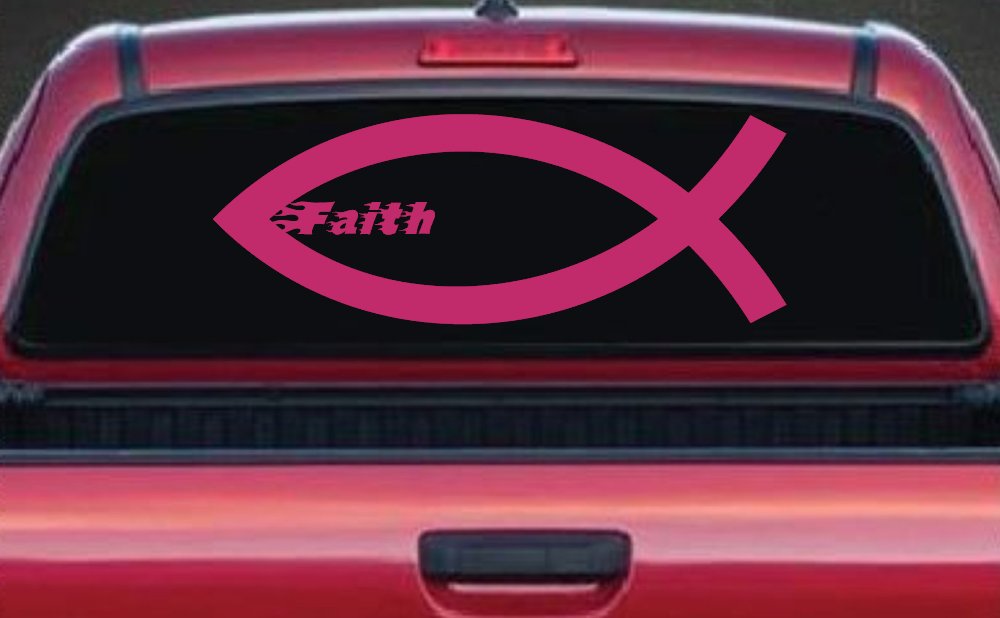 Christian Fish Faith Car or Truck Window Decal Sticker (Hot Pink)