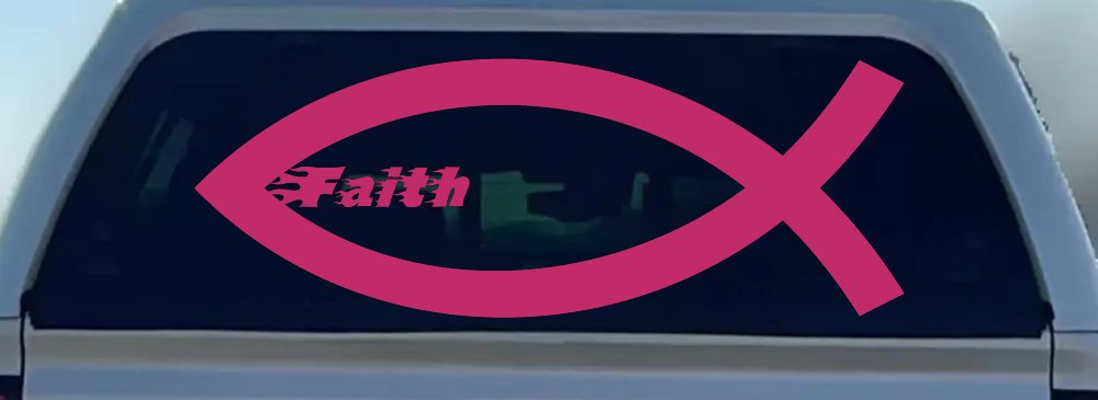 Christian Fish Faith Car or Truck Window Decal Sticker (Hot Pink)