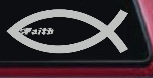 Christian Fish Faith Car or Truck Window Decal Sticker (Light Gray)