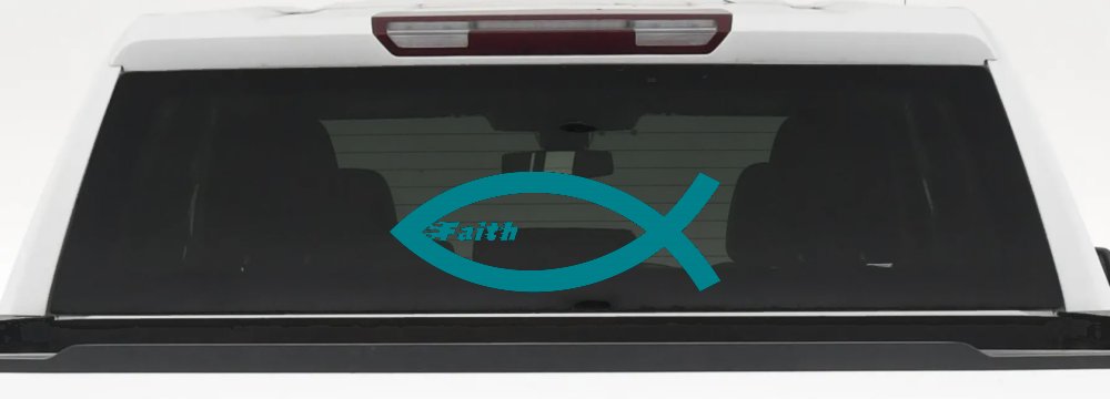 Christian Fish Faith Car or Truck Window Decal Sticker (Turquoise Blue)