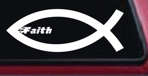 Christian Fish Faith Car or Truck Window Decal Sticker (White)