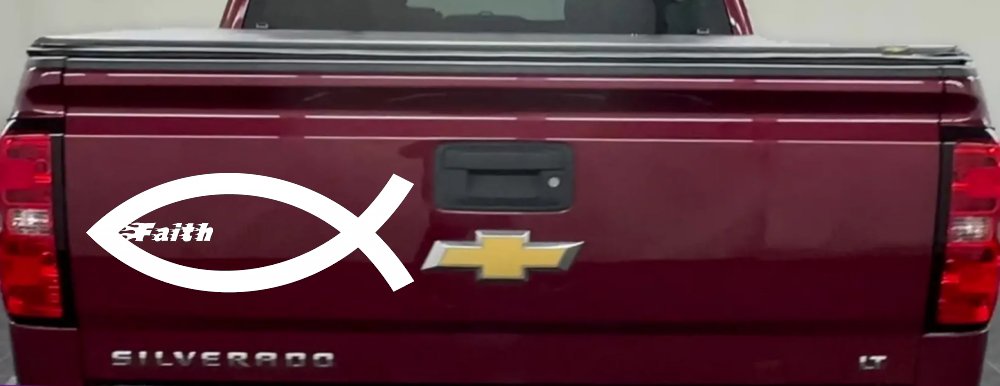 Christian Fish Faith Car or Truck Window Decal Sticker (White)