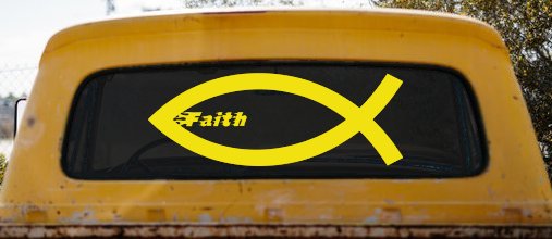 Christian Fish Faith Car or Truck Window Vinyl Decal Sticker (Yellow)
