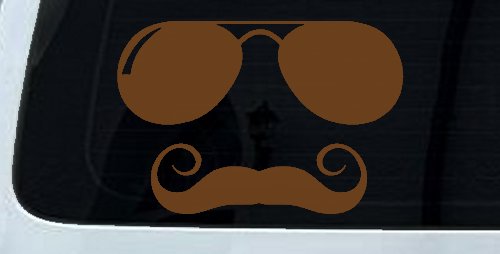 Sunglasses Handlebar Mustache Funny Car or Truck Window Decal Sticker (Copper)