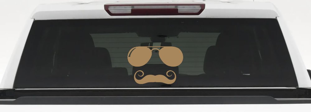 Sunglasses Handlebar Mustache Funny Car or Truck Window Decal Sticker (Light Brown)