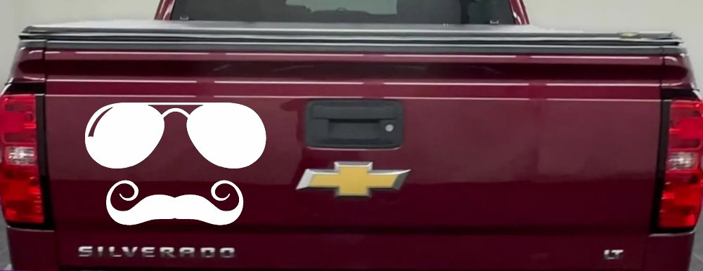 Sunglasses Handlebar Mustache Funny Car or Truck Window Decal Sticker (White)