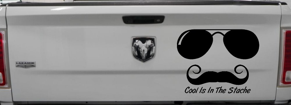 Cool Is In The Stache Mustache Funny Car or Truck Window Decal Sticker