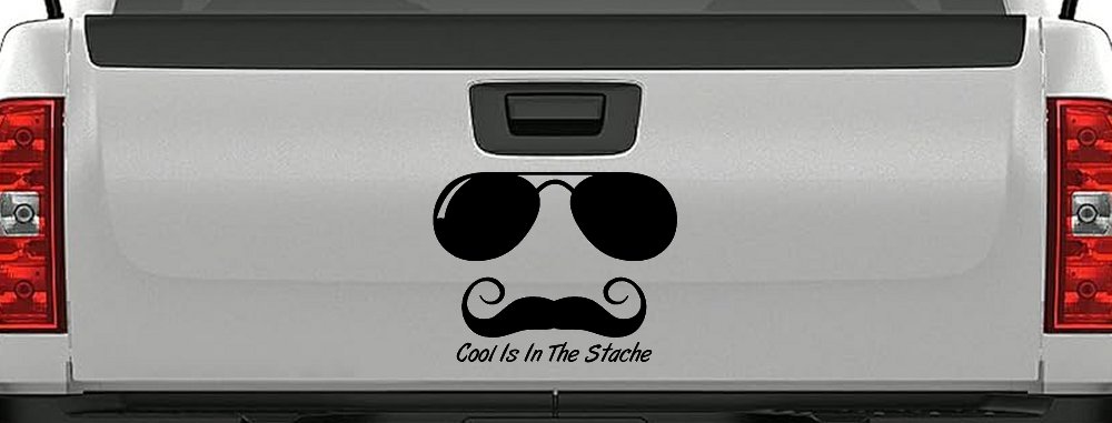 Cool Is In The Stache Mustache Funny Car or Truck Window Decal Sticker