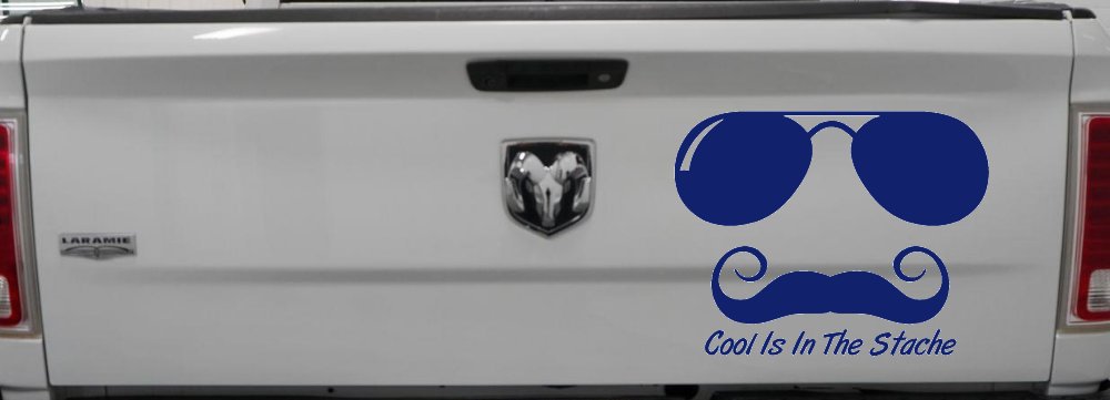 Cool Is In The Stache Mustache Funny Car or Truck Window Decal Sticker