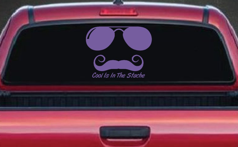 Cool Is In The Stache Mustache Funny Car or Truck Window Decal Sticker (Purple)