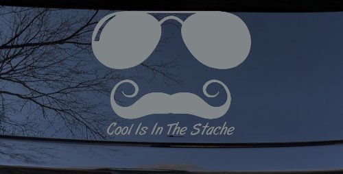 Cool Is In The Stache Mustache Funny Car or Truck Window Decal Sticker