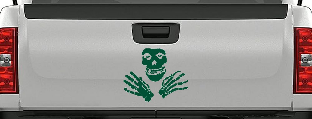 Crimson Ghost Skulls Car or Truck Window Decal Sticker (Dark Green)