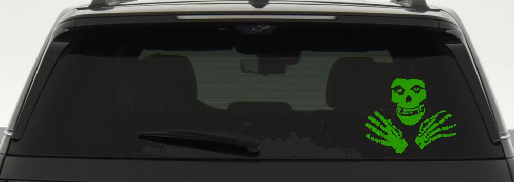 Crimson Ghost Skulls Car or Truck Window Decal Sticker (Lime)