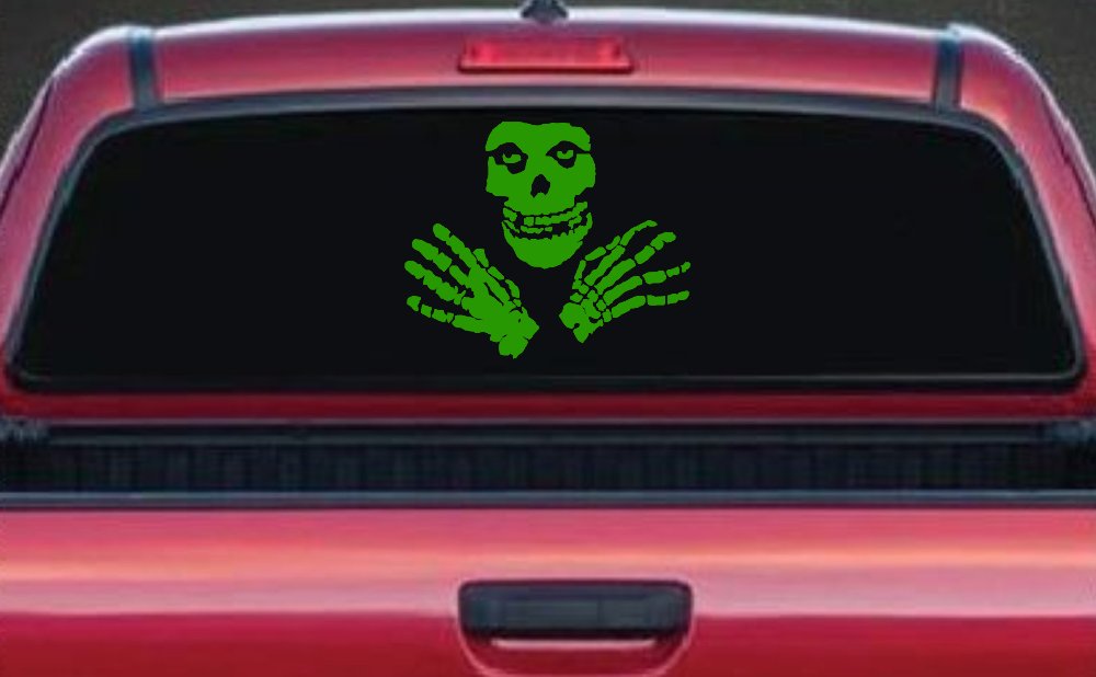 Crimson Ghost Skulls Car or Truck Window Decal Sticker (Lime)