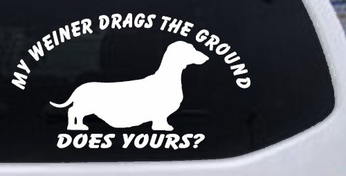 My Weiner Drags the Ground Does Yours Dachshund Dog Car or Truck Window Decal Sticker