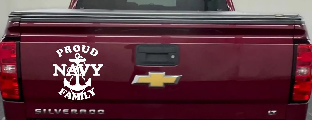 Proud Navy Anchor Family Military Car or Truck Window Decal Sticker (White)