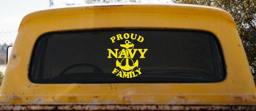 Proud Navy Anchor Family Military Car or Truck Window Vinyl Decal Sticker (Yellow)