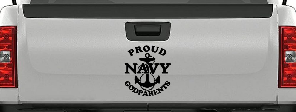 Proud Navy Anchor Godparents Military Car or Truck Window Decal Sticker