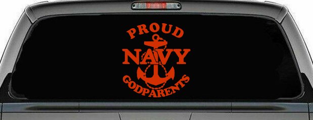 Proud Navy Anchor Godparents Military Car or Truck Window Decal Sticker