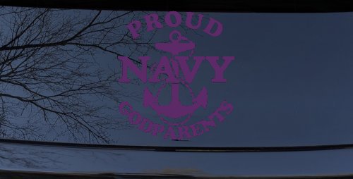 Proud Navy Anchor Godparents Military Car or Truck Window Vinyl Decal Sticker (Violet)