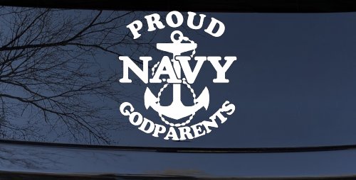Proud Navy Anchor Godparents Military Car or Truck Window Decal Sticker