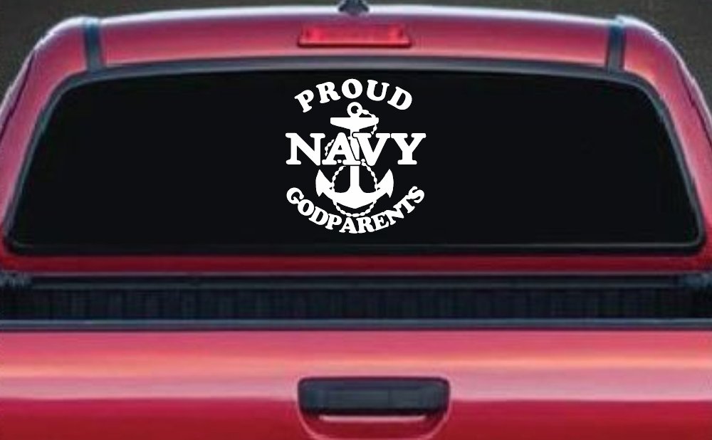 Proud Navy Anchor Godparents Military Car or Truck Window Decal Sticker