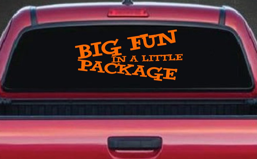 Big Fun In A Little Package Funny Car or Truck Window Decal Sticker
