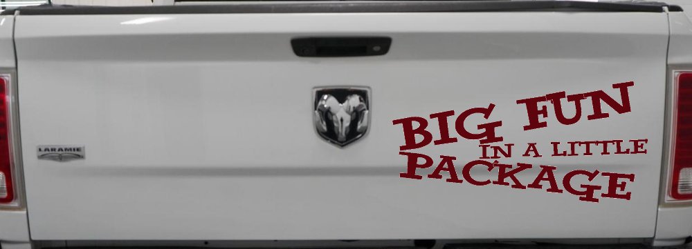 Big Fun In A Little Package Funny Car or Truck Window Decal Sticker (Purple Red)